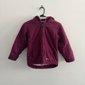 Berne‎ Kids Small Purple Sherpa Lined Canvas Workwear Hooded Jacket Coat